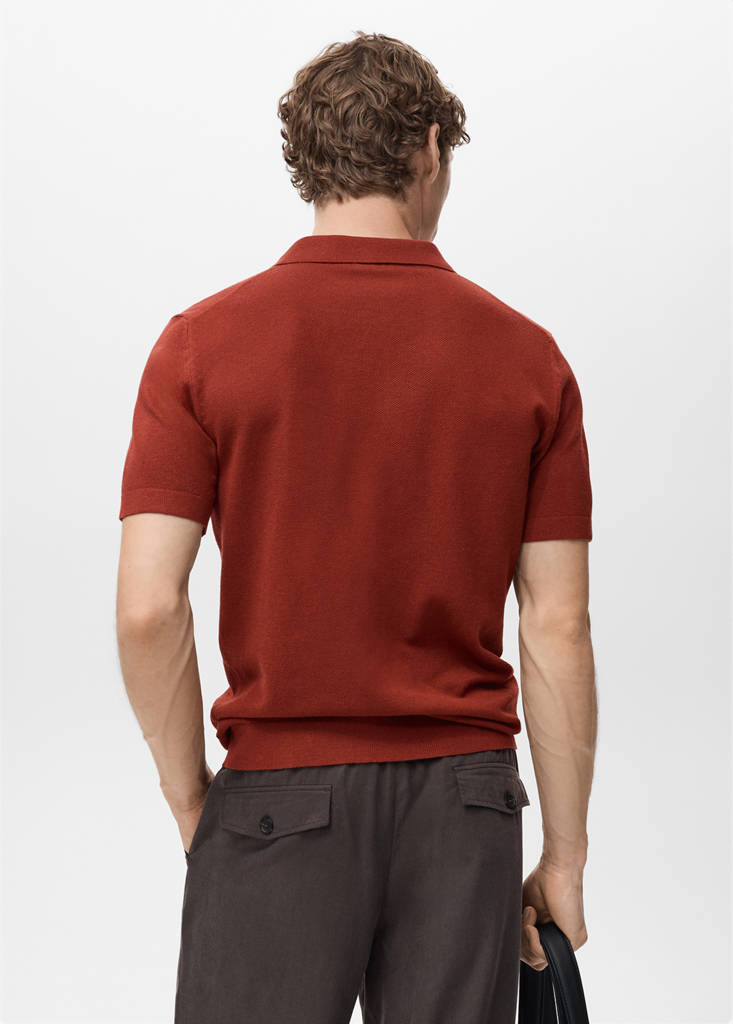 Fine-knit cotton polo shirt — Burnt Orange