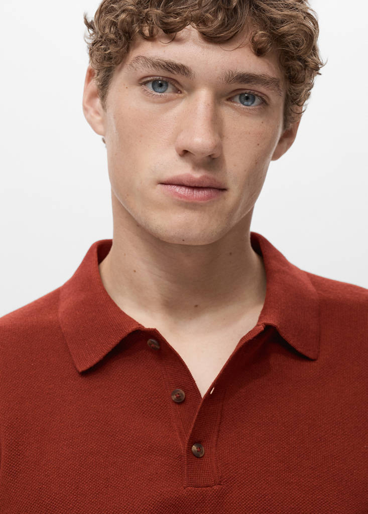 Fine-knit cotton polo shirt — Burnt Orange