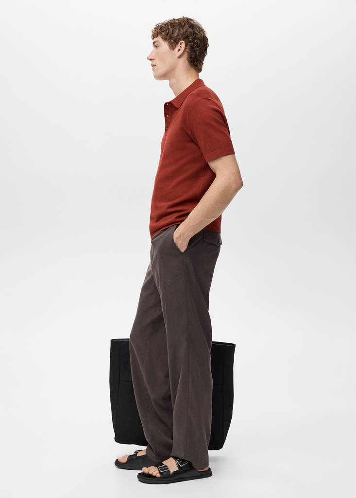 Fine-knit cotton polo shirt — Burnt Orange