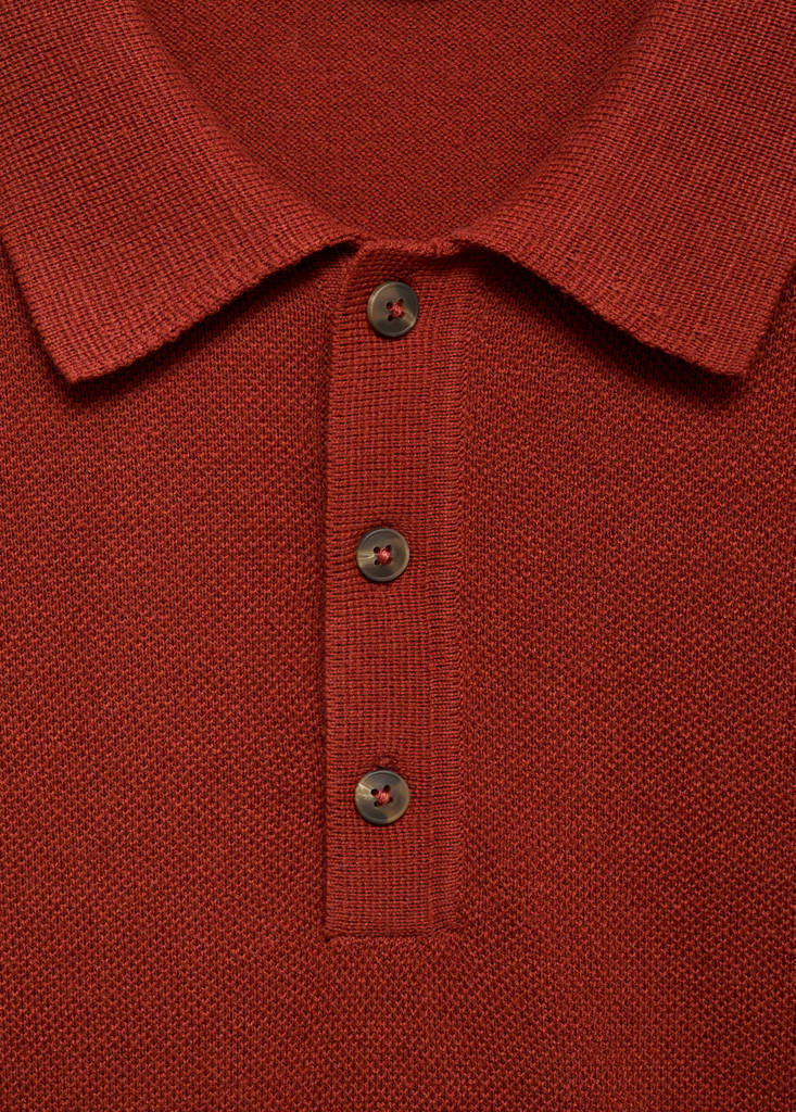 Fine-knit cotton polo shirt — Burnt Orange