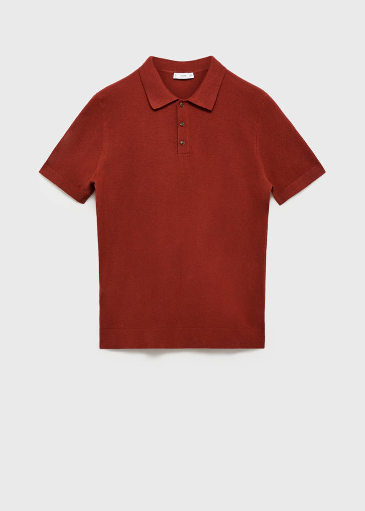 Fine-knit cotton polo shirt — Burnt Orange
