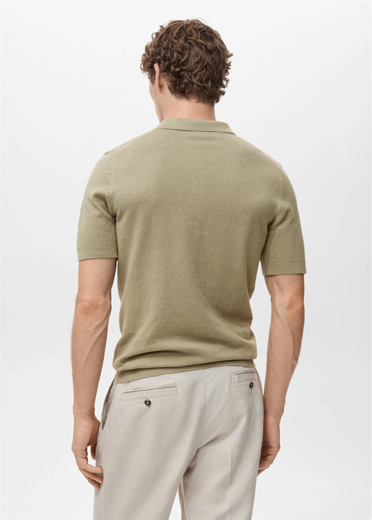 Fine-knit cotton polo shirt — Khaki
