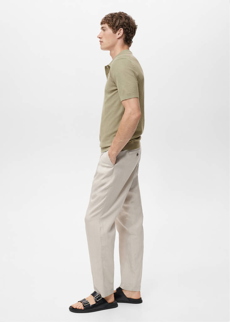 Fine-knit cotton polo shirt — Khaki