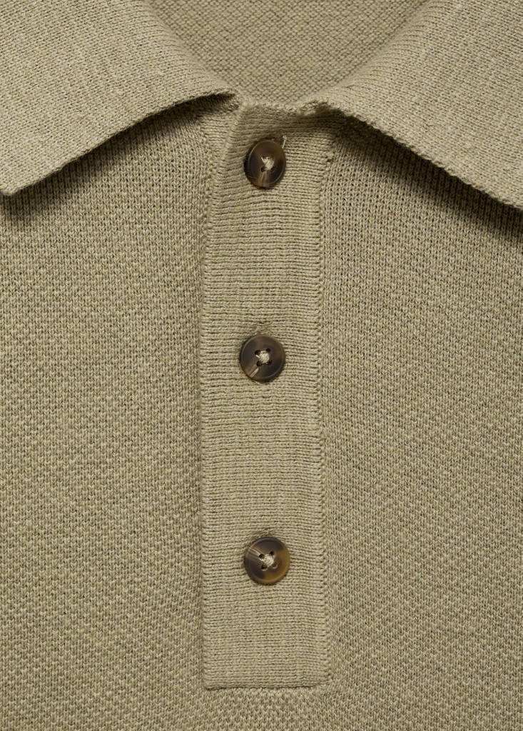 Fine-knit cotton polo shirt — Khaki
