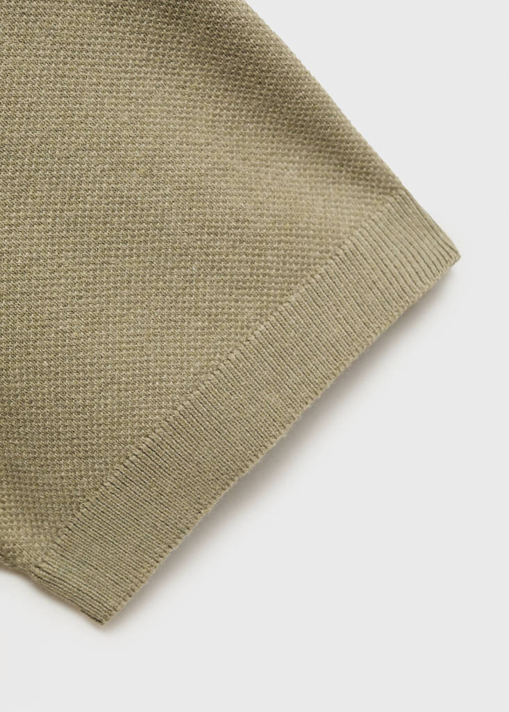 Fine-knit cotton polo shirt — Khaki