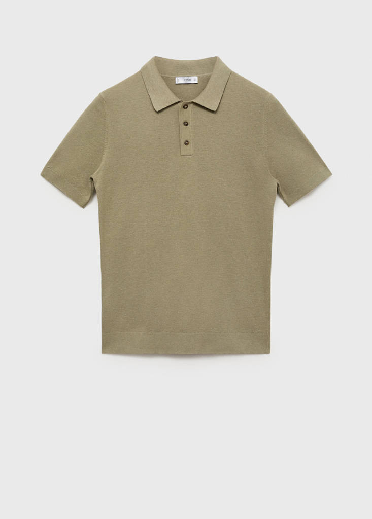 Fine-knit cotton polo shirt — Khaki