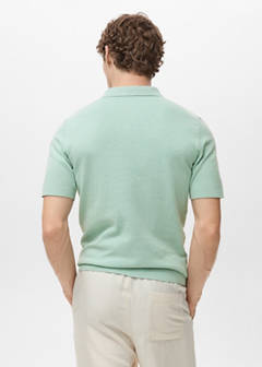 Fine-knit cotton polo shirt — Turquoise 3