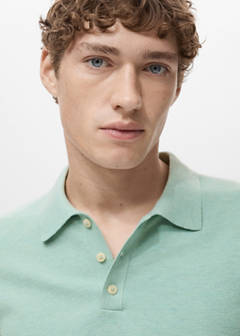 Fine-knit cotton polo shirt — Turquoise 4