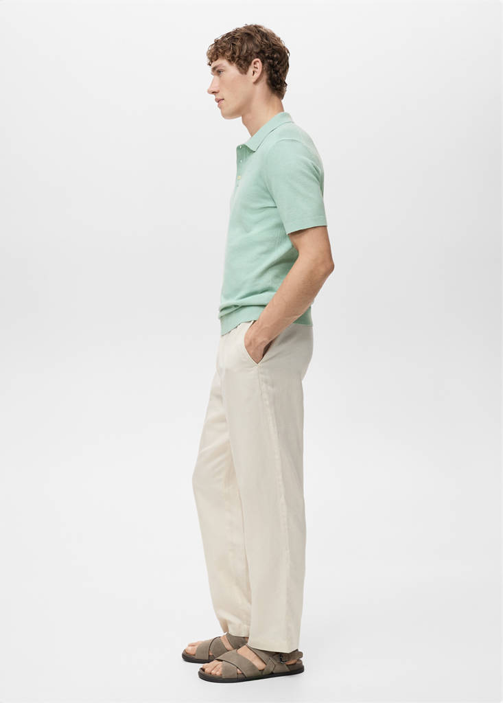 Fine-knit cotton polo shirt — Turquoise