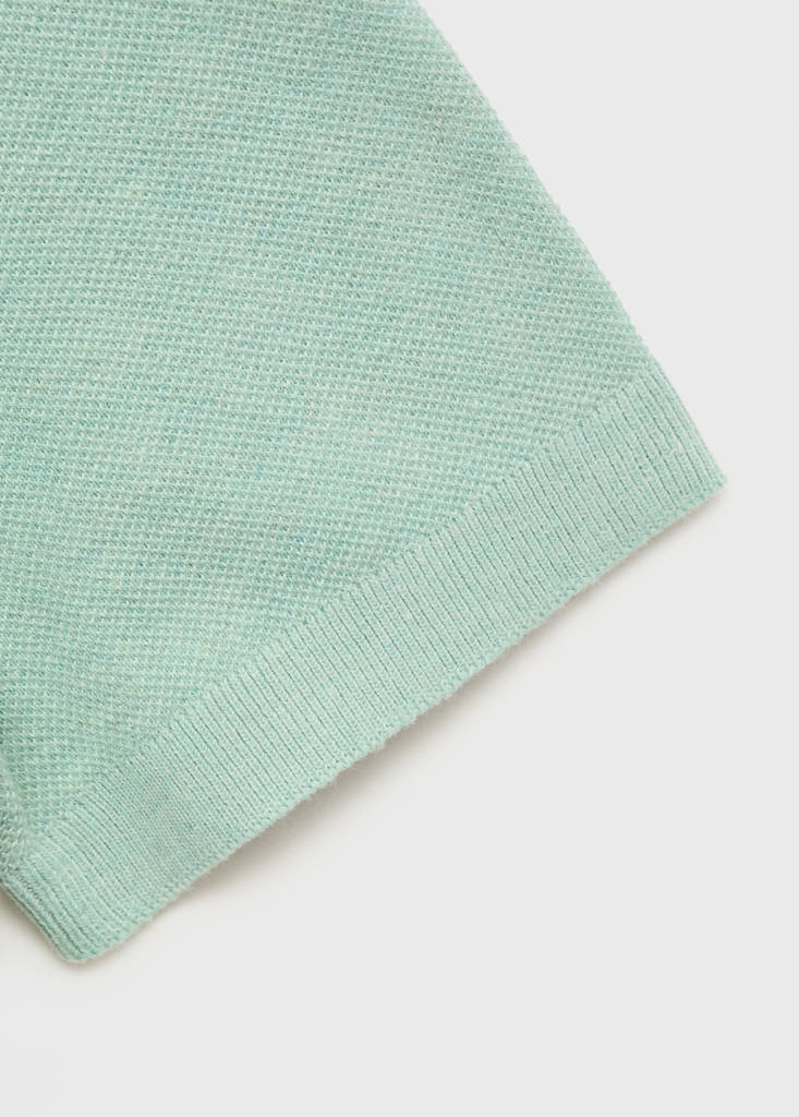 Fine-knit cotton polo shirt — Turquoise