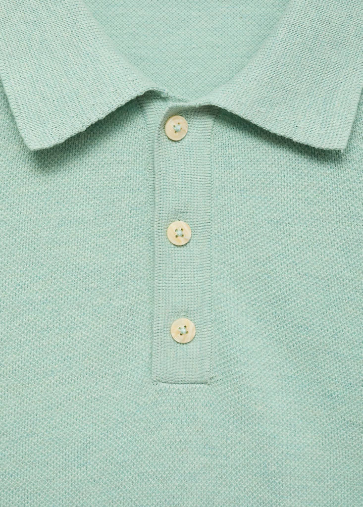 Fine-knit cotton polo shirt — Turquoise