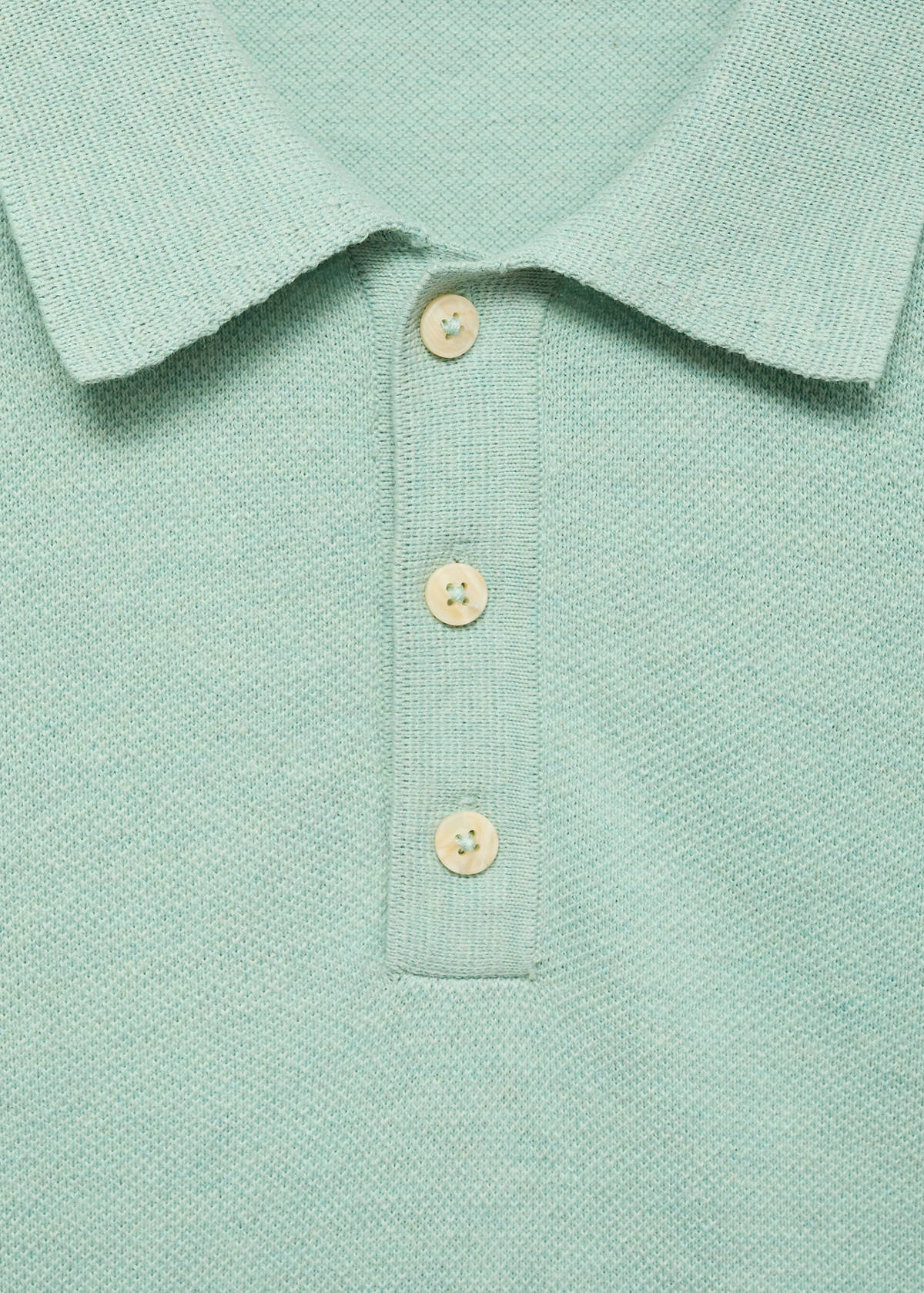 Fine-knit cotton polo shirt — Turquoise