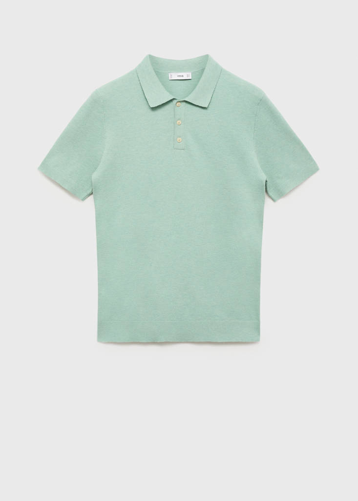 Fine-knit cotton polo shirt — Turquoise
