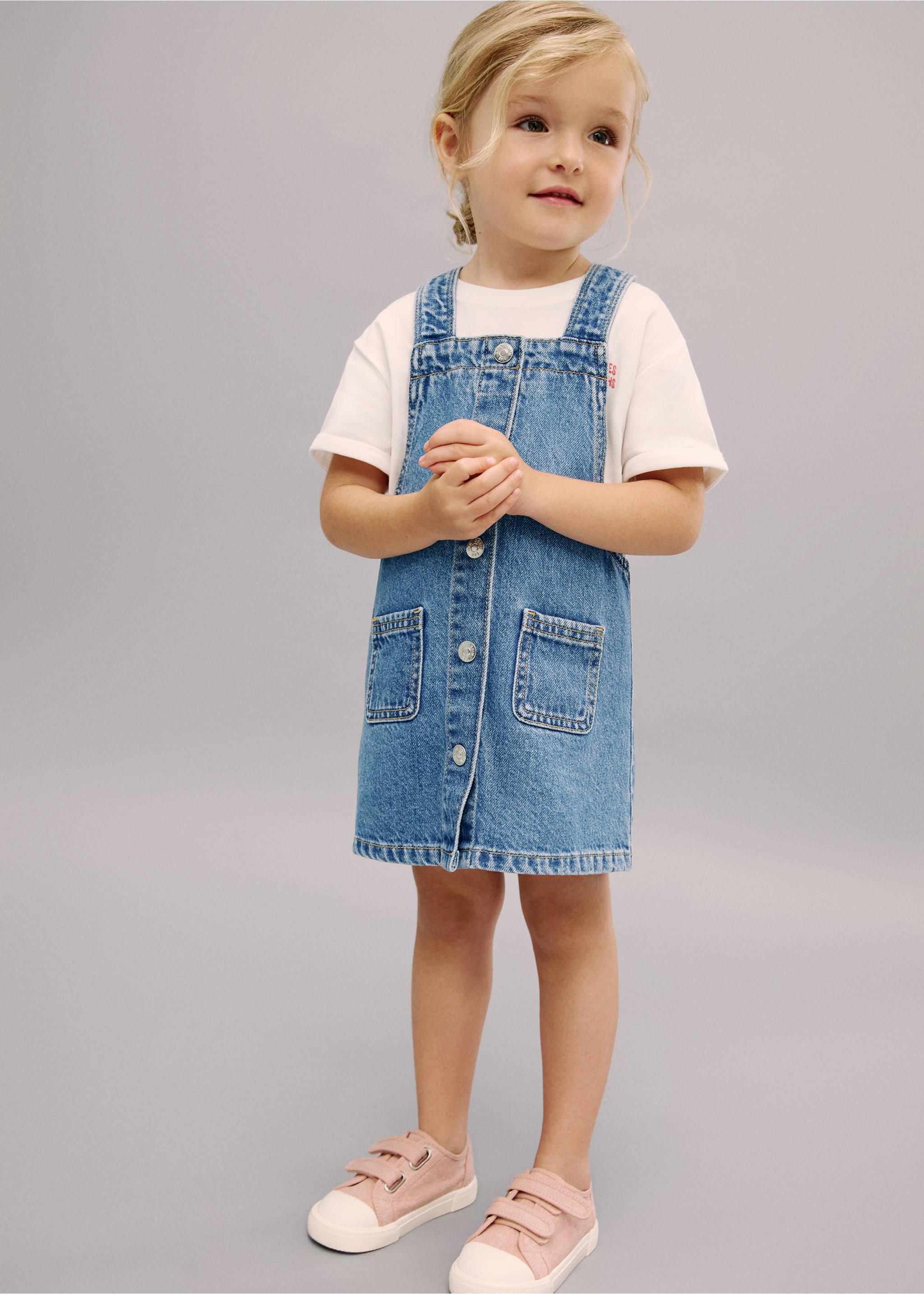 Pichi denim botones - Plano general, Azul medio. Ref: 17031250-00.