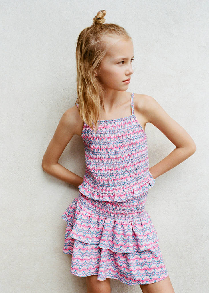 Print ruched top — Pink