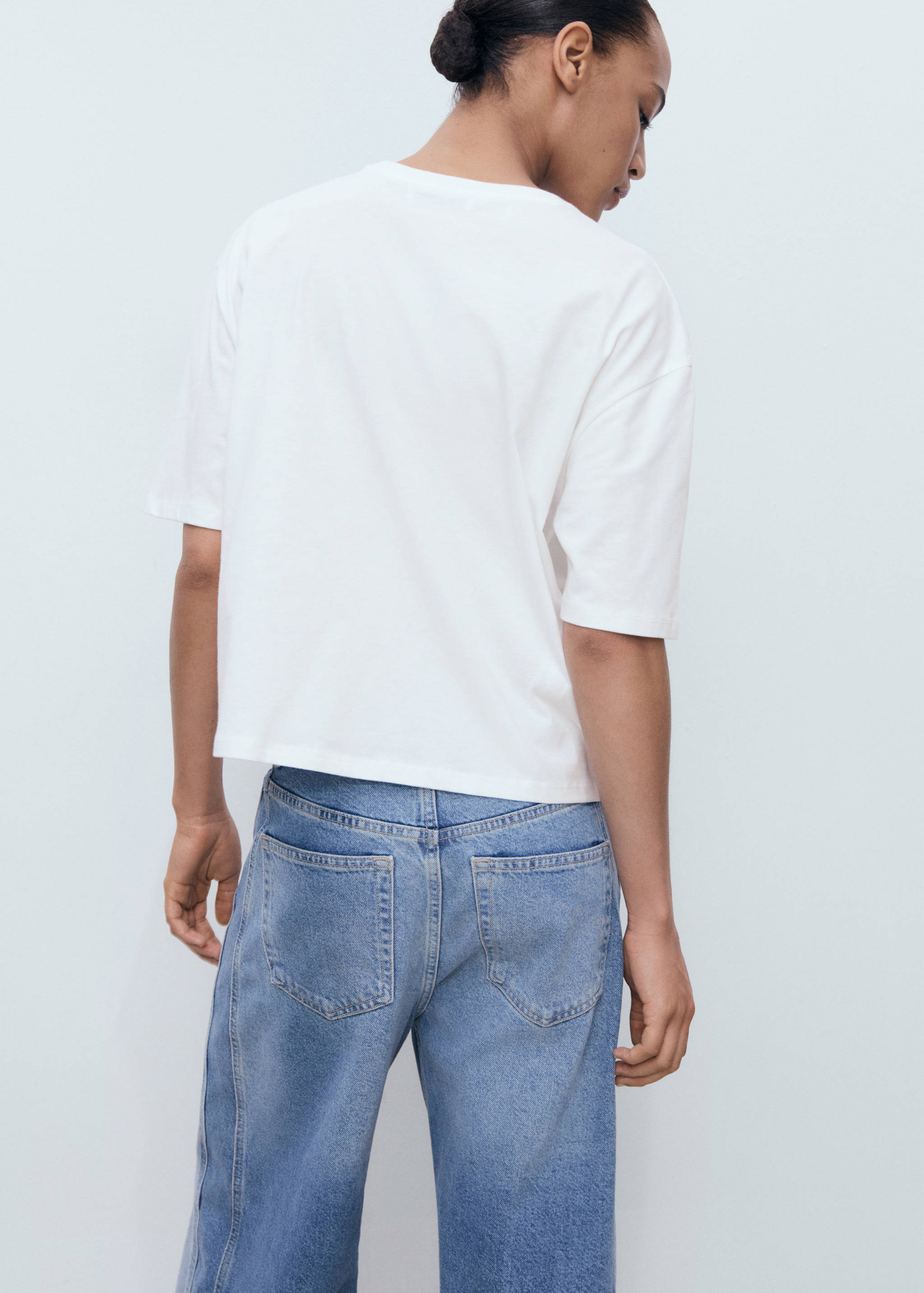 Maglietta cotone stampa fiore - Retro dell'articolo