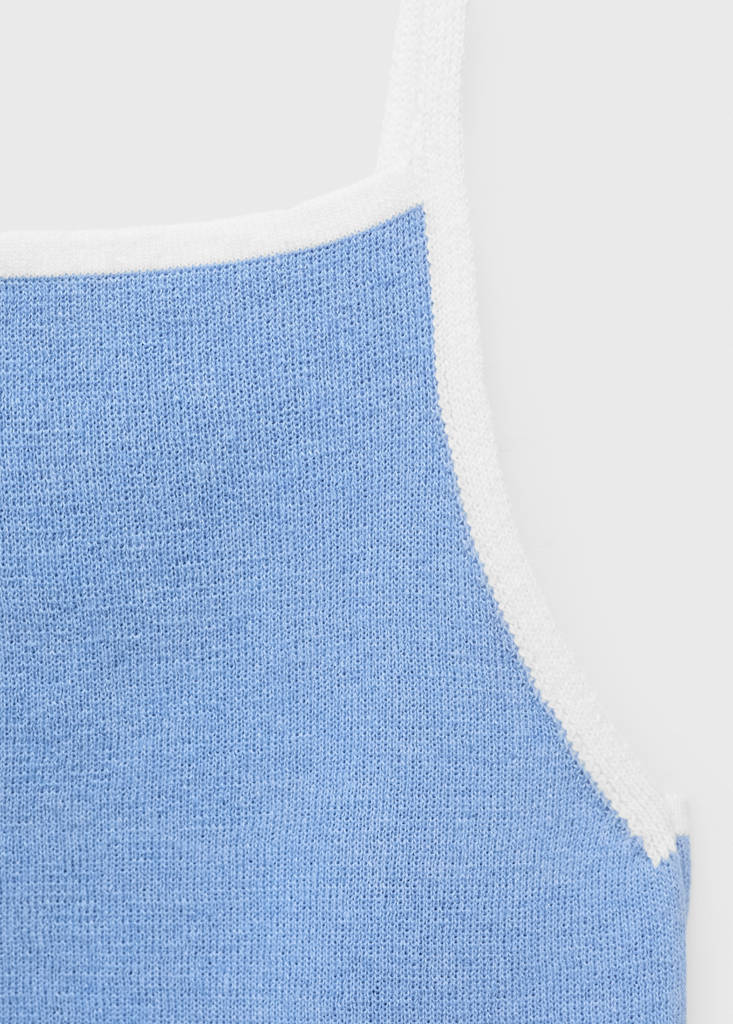 Knitted top with contrasting trim — Sky Blue