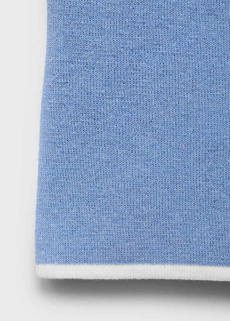 Knitted top with contrasting trim — Sky Blue