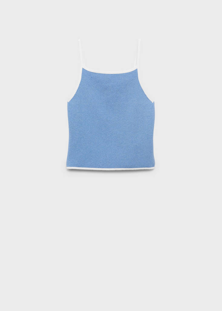 Knitted top with contrasting trim — Sky Blue