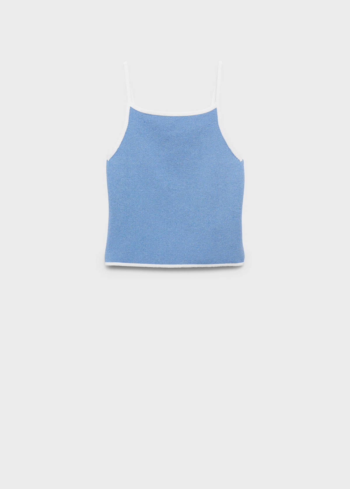 Knitted top with contrasting trim — Sky Blue