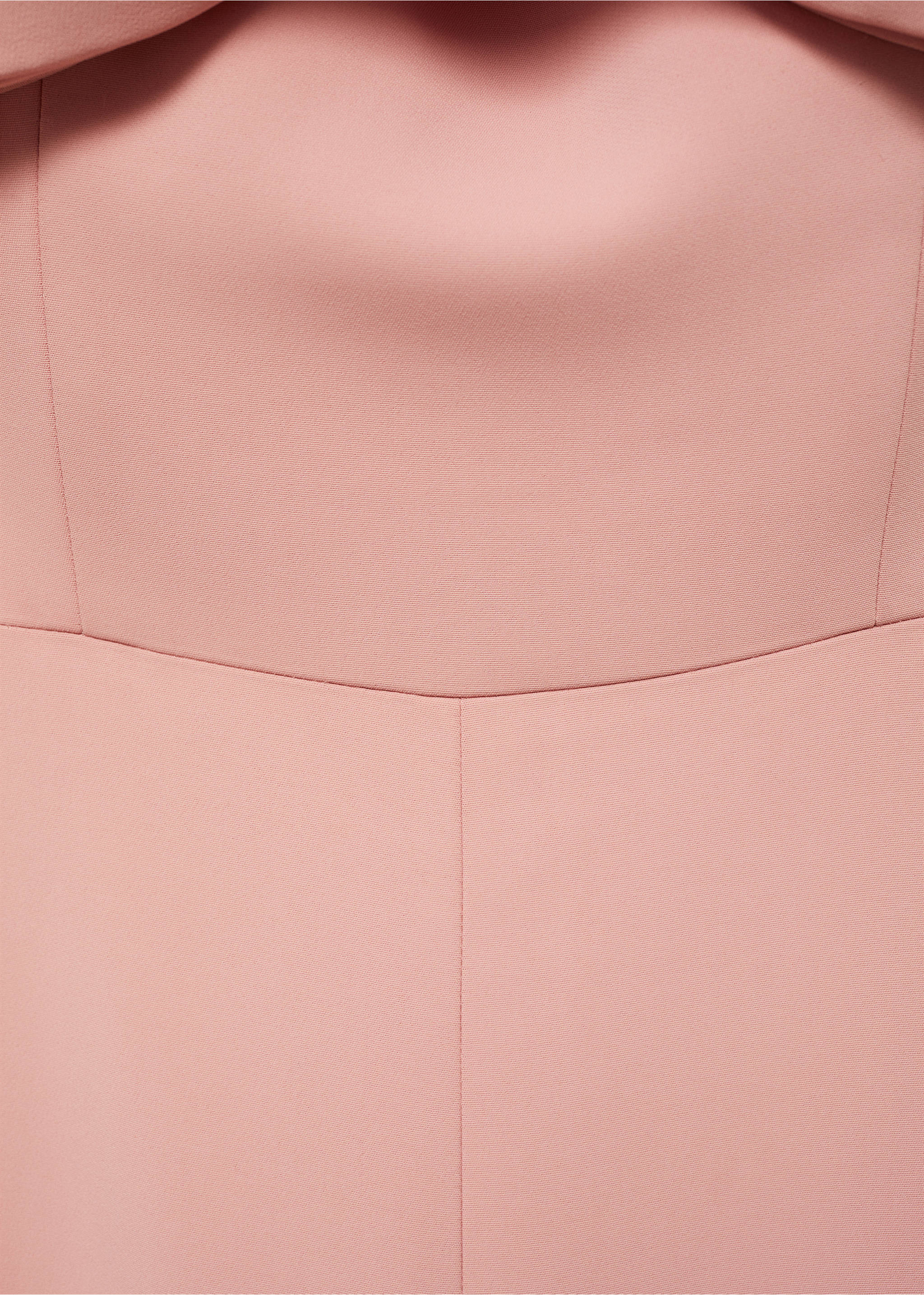 Strapless jumpsuit with bow neckline - Details of the article 8, Pastel Pink. Ref: 17031265-00.