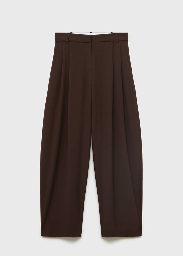 Pleat detail trousers — Chocolate
