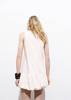 Denim dress with puffed hem — White 3