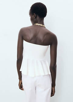 Strapless peplum top — White 3
