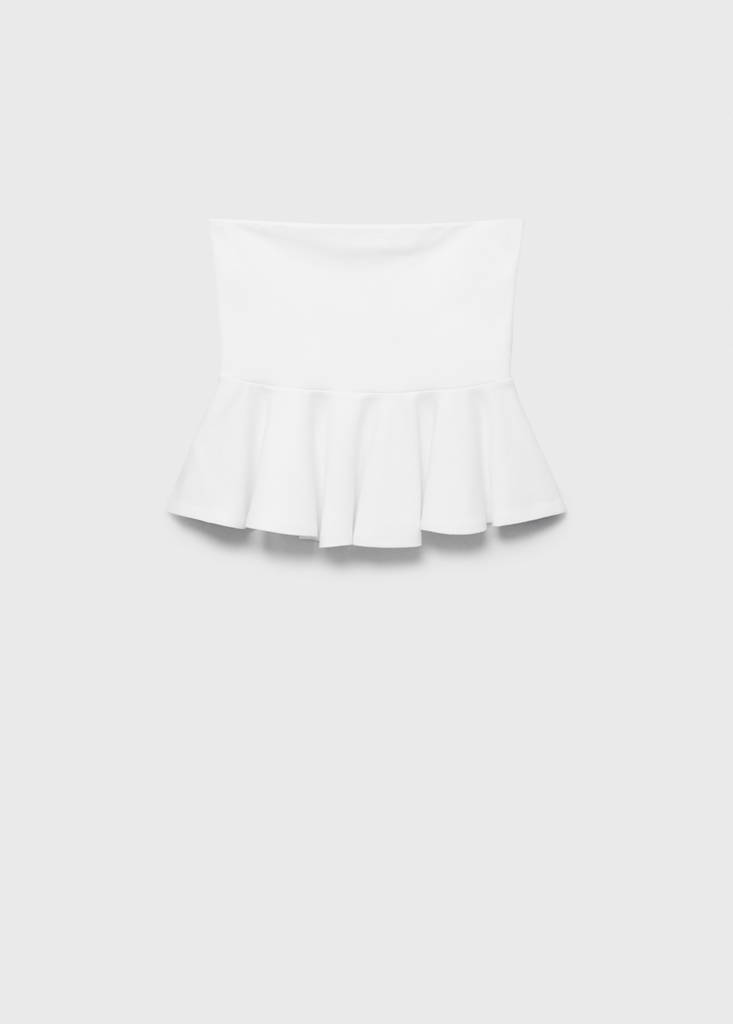 Strapless peplum top — White