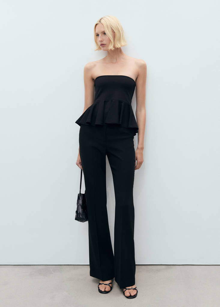 Strapless peplum top — Black