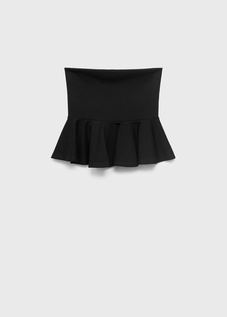 Strapless peplum top — Black