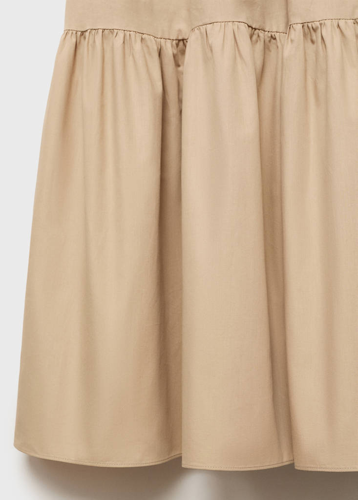 Long cotton A-line skirt — Beige