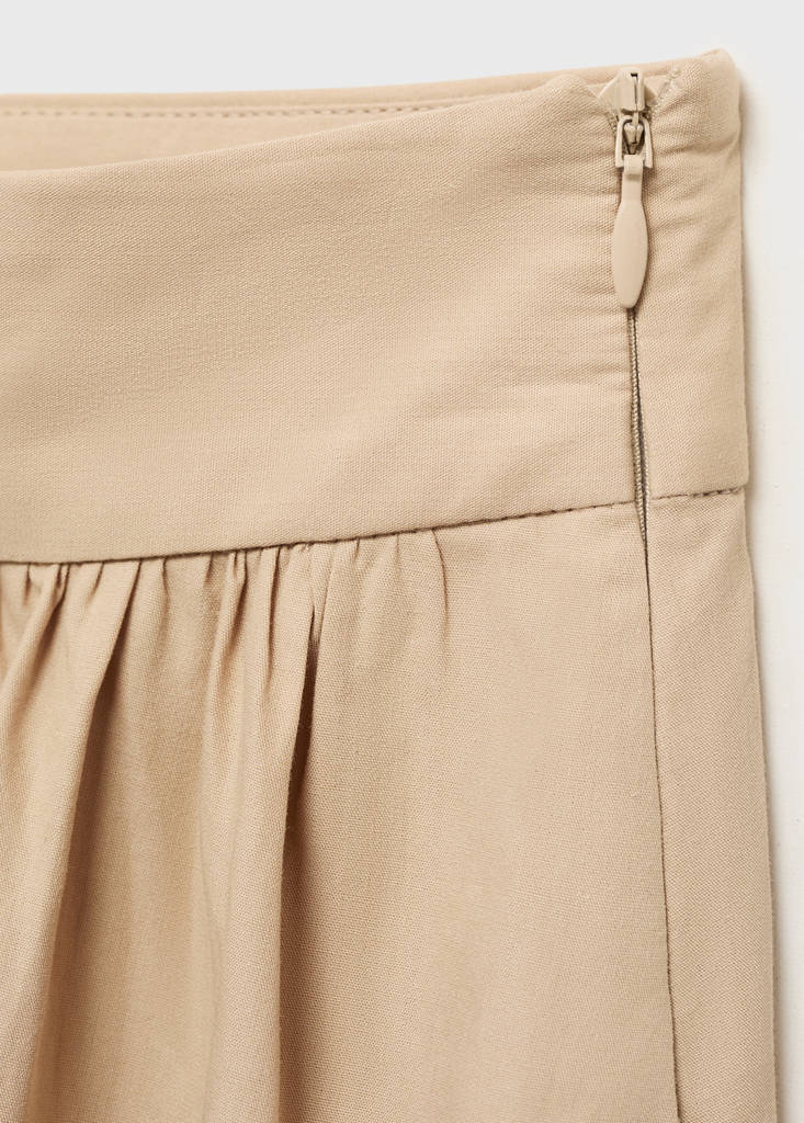 Long cotton A-line skirt — Beige
