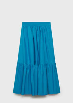 Long cotton A-line skirt — Blue 5