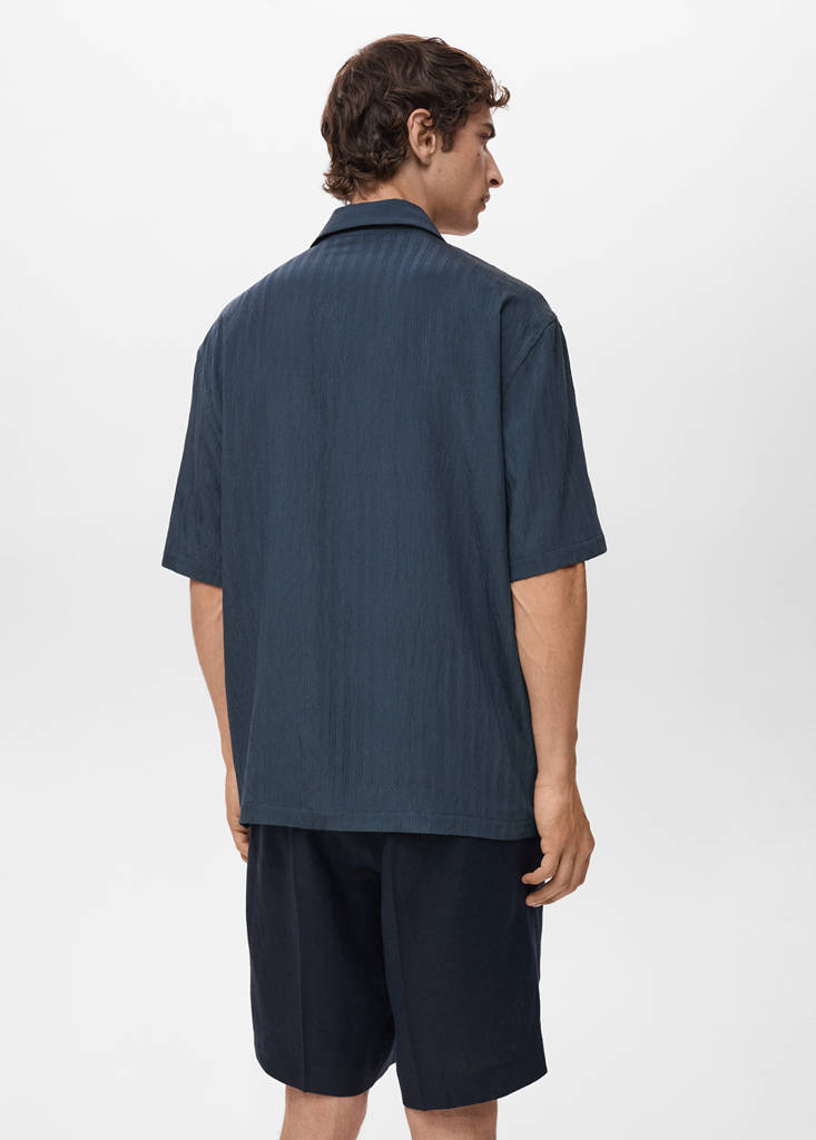 Striped embroidered shirt — Navy