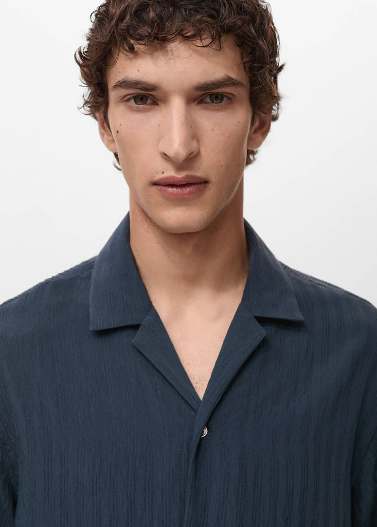 Striped embroidered shirt — Navy