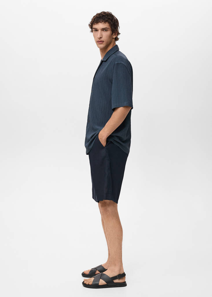 Striped embroidered shirt — Navy
