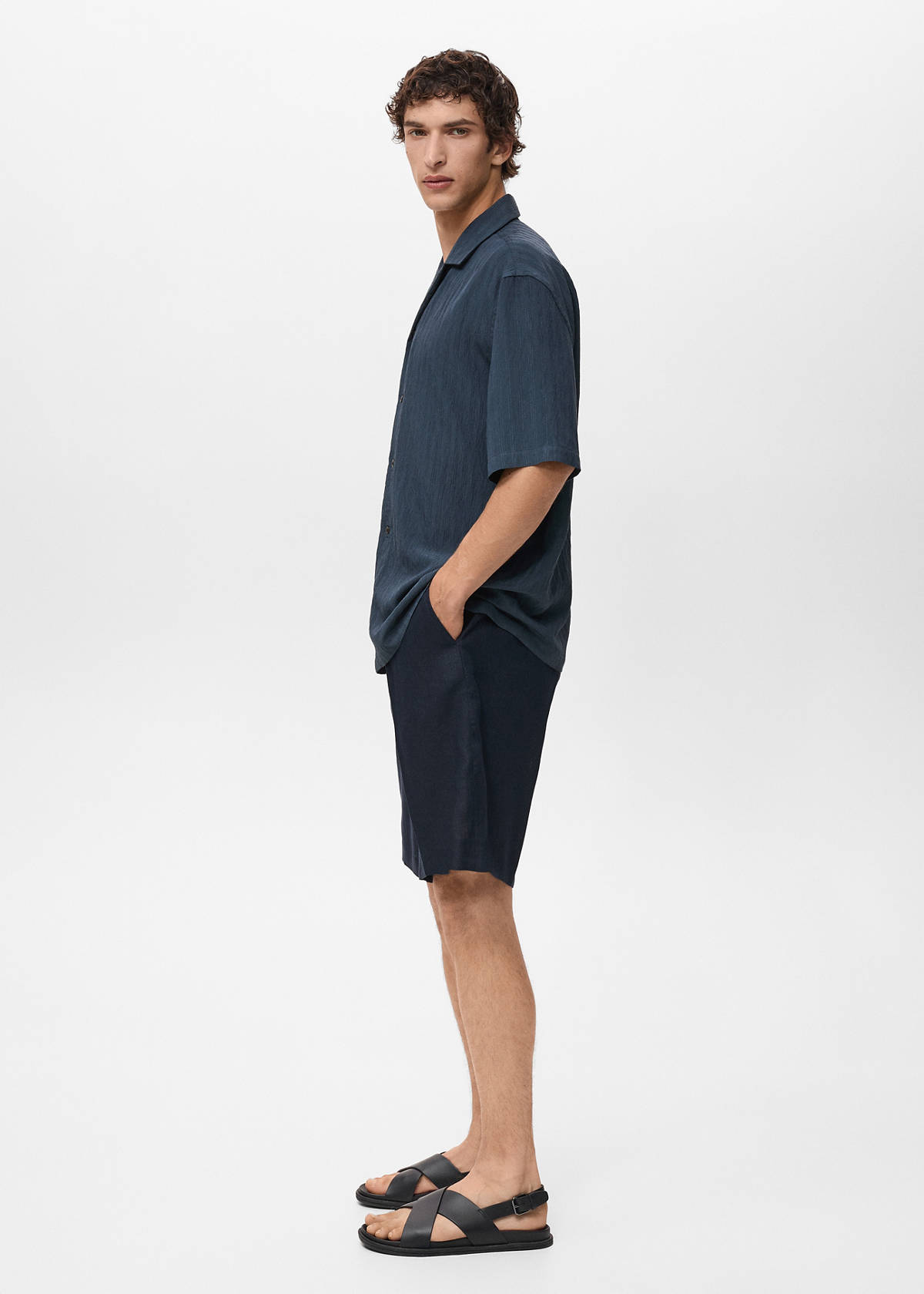 Striped embroidered shirt — Navy