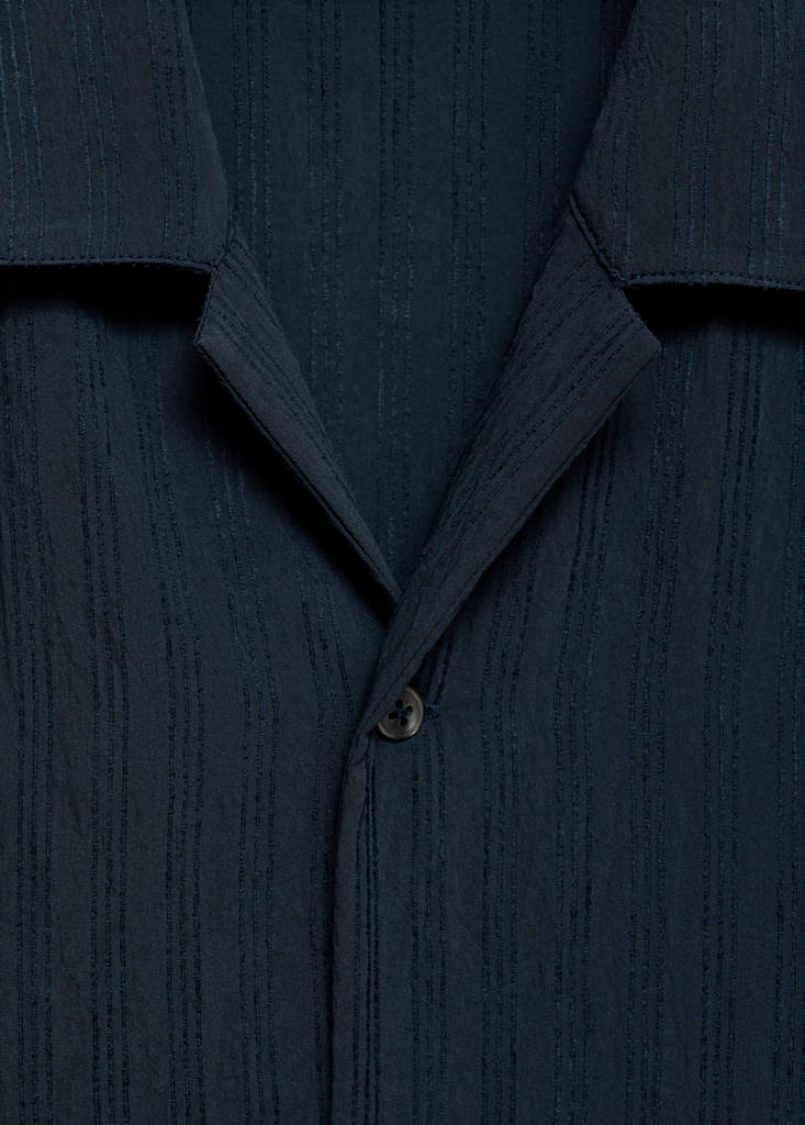 Striped embroidered shirt — Navy
