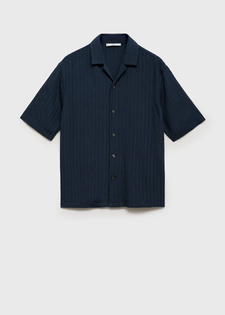 Striped embroidered shirt — Navy