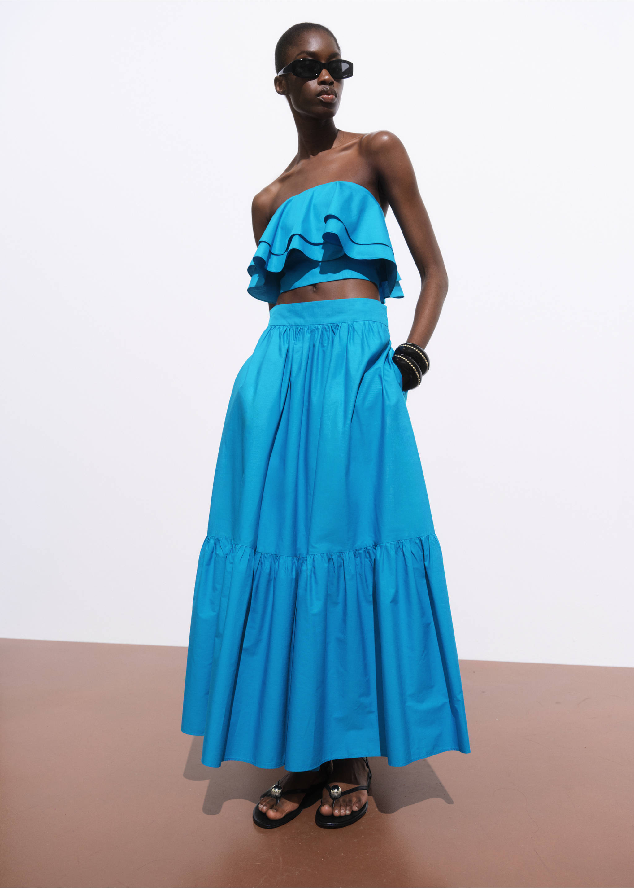 Топ-бандо из хлопка - Общий план, Синий. Ref: 17031277-00.