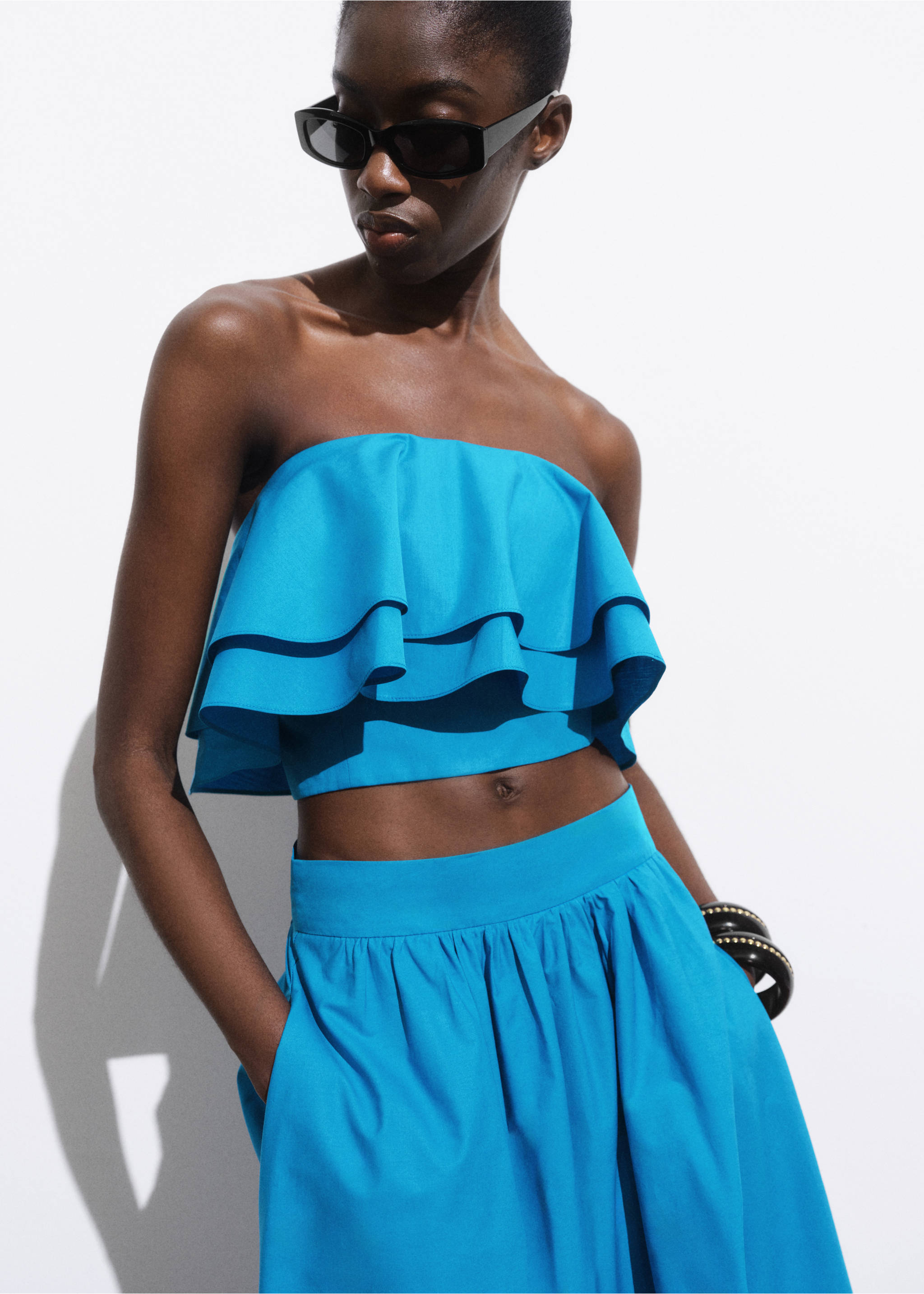 Топ-бандо из хлопка - Средний план, Синий. Ref: 17031277-00.