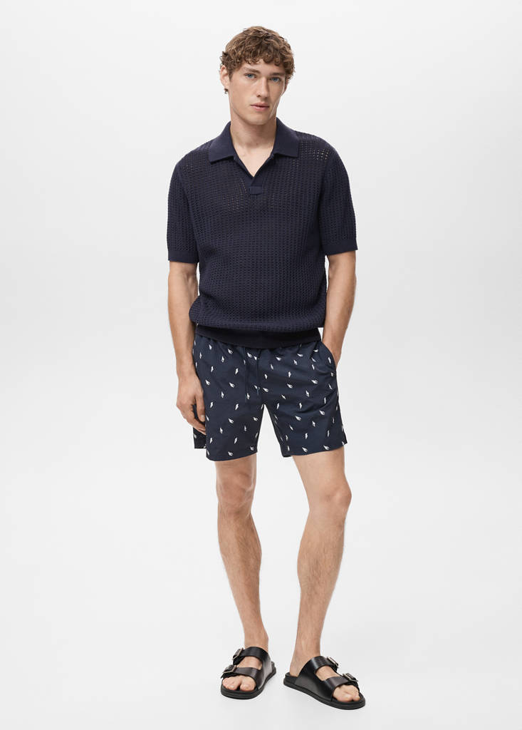 Seashell print swimsuit — Navy