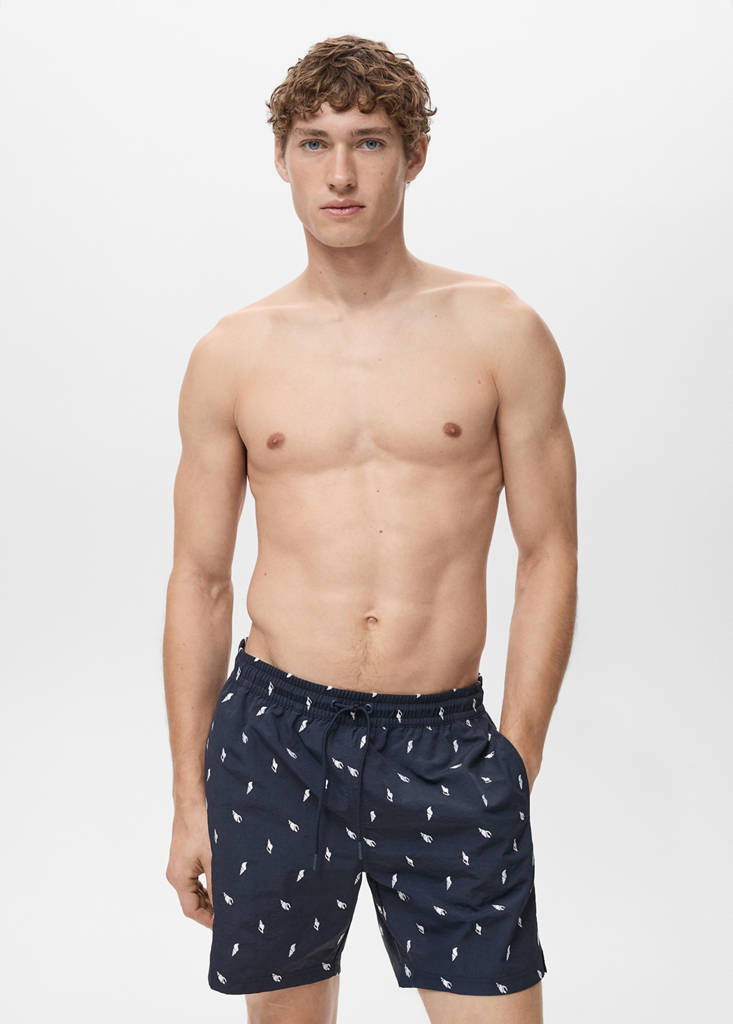 Seashell print swimsuit — Navy