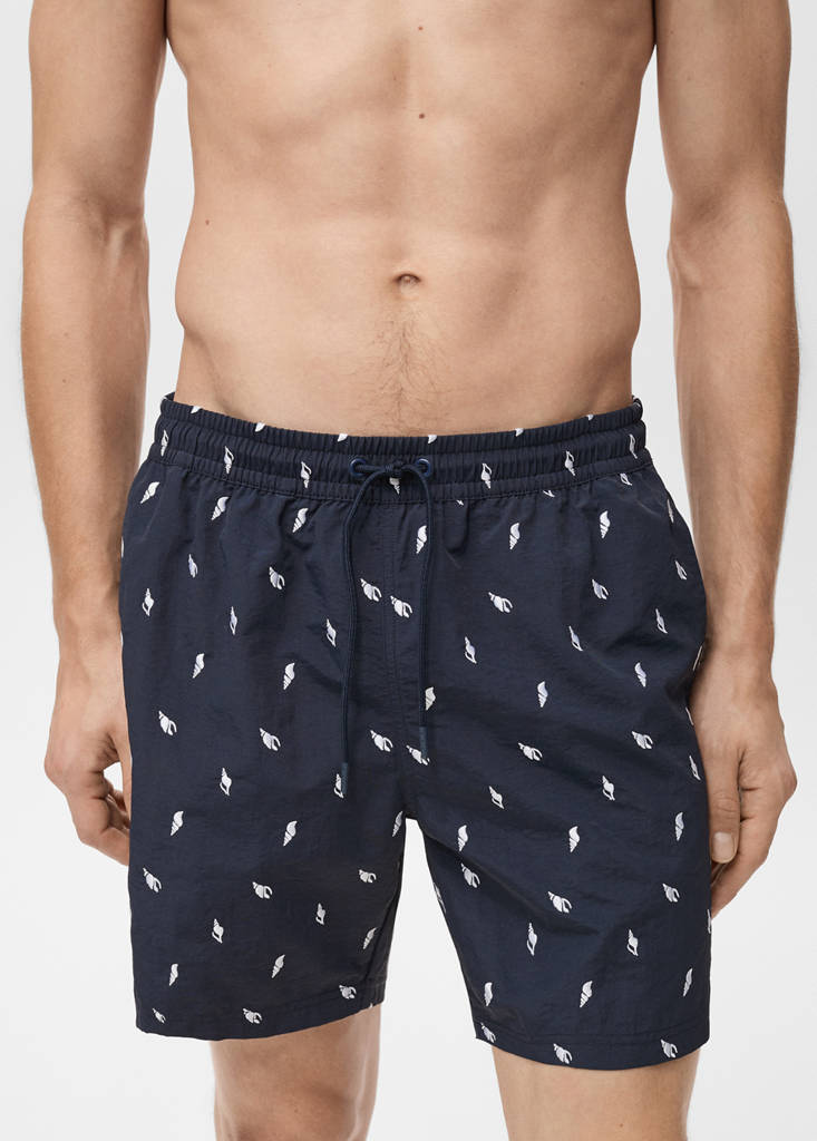 Seashell print swimsuit — Navy
