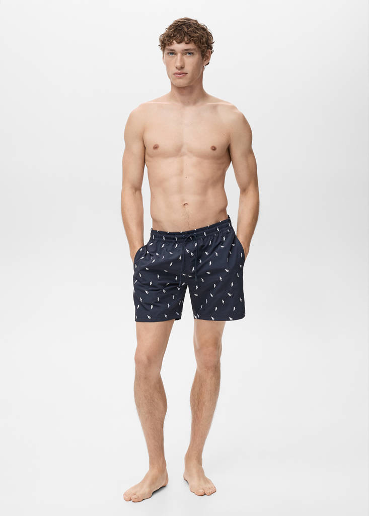 Seashell print swimsuit — Navy
