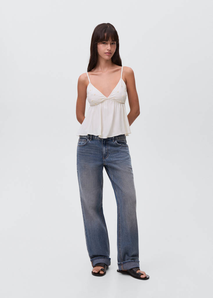Knitted top with sequin detail — Ecru