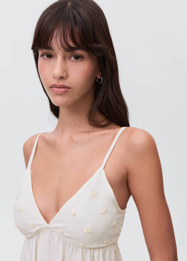 Knitted top with sequin detail — Ecru