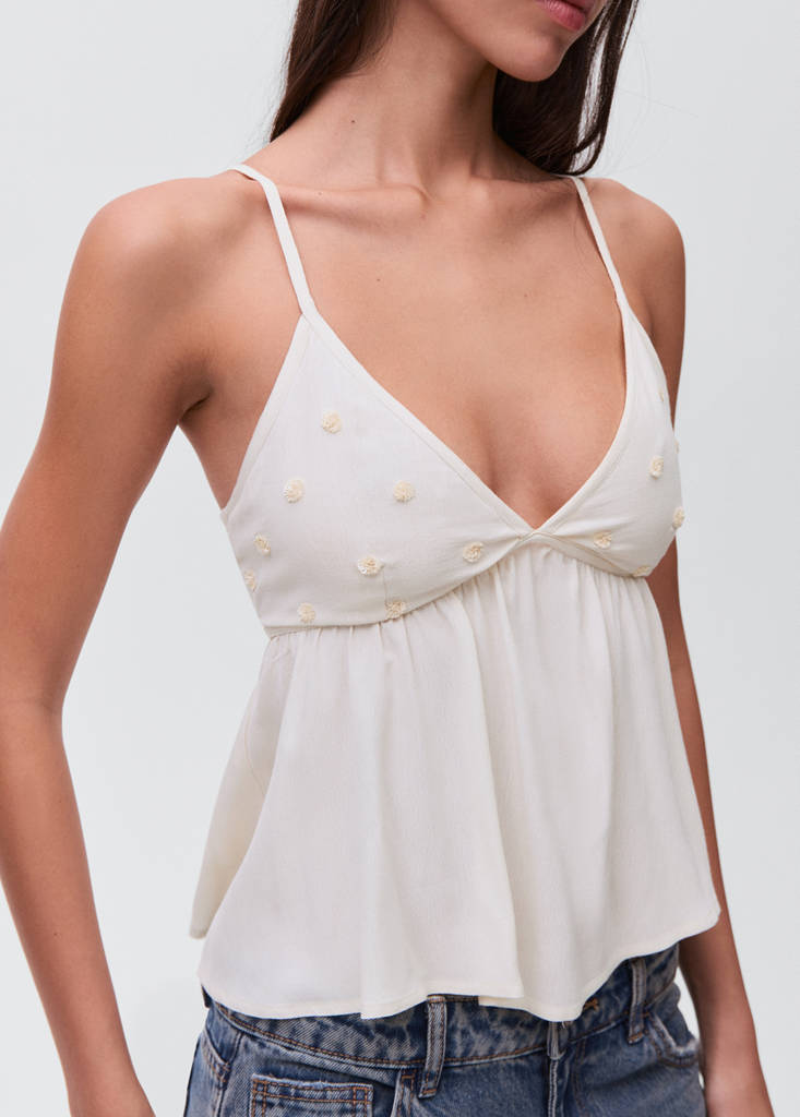 Knitted top with sequin detail — Ecru