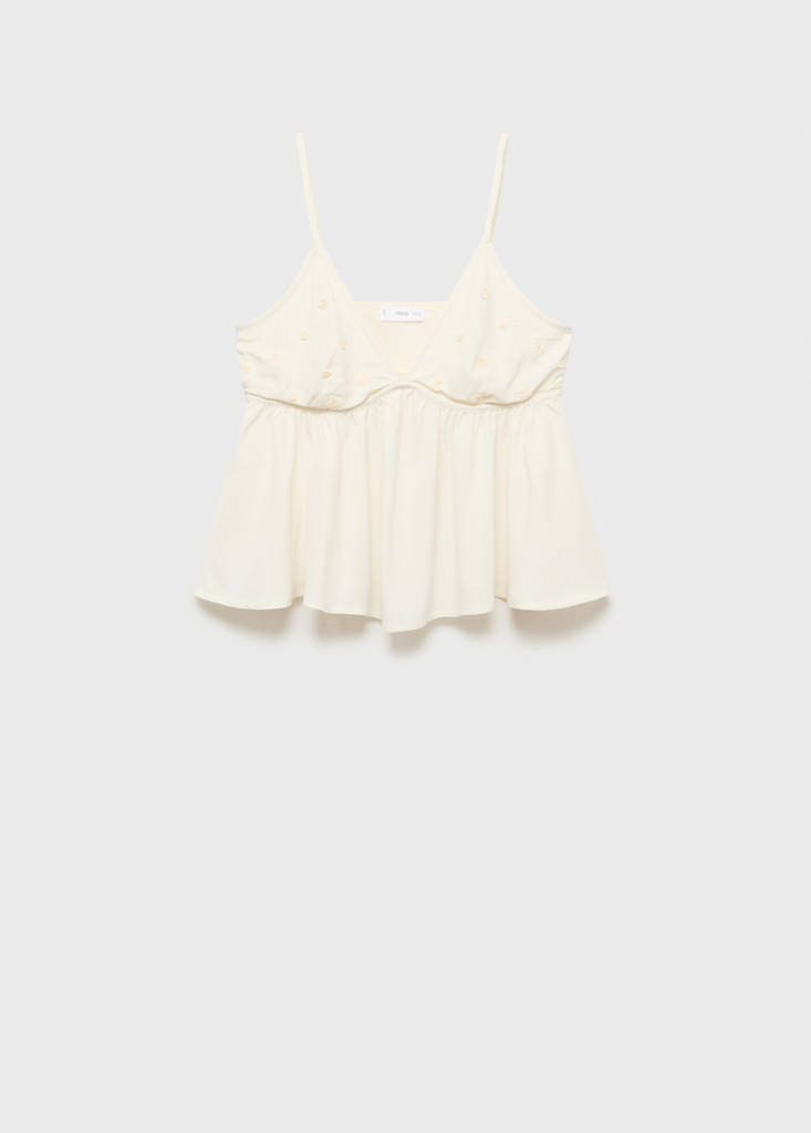 Knitted top with sequin detail — Ecru